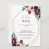 Invitation Burgundy Navy Floral I Do BBQ (Devant)