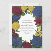 Invitation Burgundy, Navy & Gold Floral Wedding (Devant)