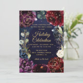 Invitation Burgundy Navy Wedding Gold (Debout devant)