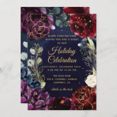 Invitation Burgundy Navy Wedding Gold (Devant / Derrière)