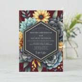 Invitation Burgundy Ochre Rich Floral Wedding (Debout devant)