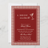 Invitation Burgundy Old Money Checkered Martini Bridal Shower (Devant)