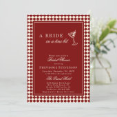 Invitation Burgundy Old Money Checkered Martini Bridal Shower (Debout devant)