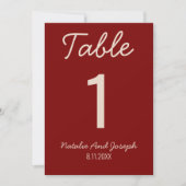 Invitation Burgundy Old Money Whimsical Wedding Table Number (Devant)