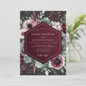 Invitation Burgundy Opulent Bloom Wedding (Debout devant)