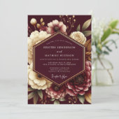 Invitation Burgundy Opulent Flora Wedding (Debout devant)