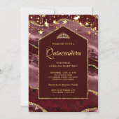 Invitation Burgundy Or Agate Marbre Arche Quinceanera (Devant)