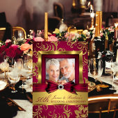 Invitation Burgundy Or Photo 50e Anniversaire de Mariage