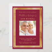 Invitation Burgundy or photo anniversaire (Devant)