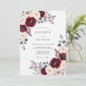 Invitation Burgundy Painterly Bloom Romance Wedding (Debout devant)