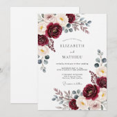 Invitation Burgundy Painterly Bloom Romance Wedding (Devant / Derrière)
