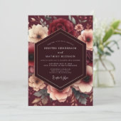 Invitation Burgundy Painterly Bloom Wedding (Debout devant)