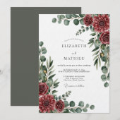Invitation Burgundy Painterly Botanical Wedding (Devant / Derrière)