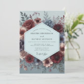 Invitation Burgundy Painterly Flora Wedding (Debout devant)