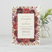 Invitation Burgundy Painterly Flora Wedding (Debout devant)