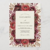 Invitation Burgundy Painterly Flora Wedding (Devant)