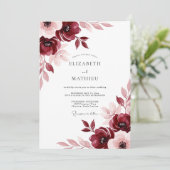 Invitation Burgundy Painterly Meadow Wedding (Debout devant)