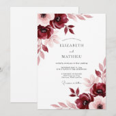 Invitation Burgundy Painterly Meadow Wedding (Devant / Derrière)