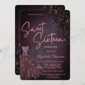 Invitation Burgundy Parties scintillant Drips Chic Robe Sweet (Devant / Derrière)