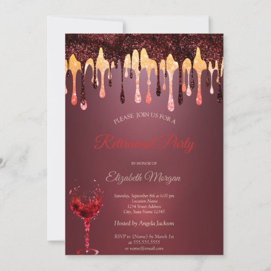 Invitation Burgundy Parties scintillant Drives Vin Glass Retr (Devant)