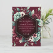 Invitation Burgundy Passionate Flora Wedding (Debout devant)