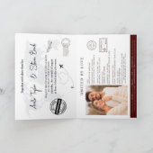 Invitation burgundy Passport Destination Faux gold Wedding (Intérieur)