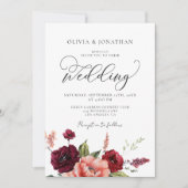Invitation Burgundy Peach All in 1 Budget QR Code Mariage (Devant)