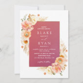 Invitation Burgundy Peach Blush et crème Floral Chic Mariage (Devant)