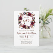 Invitation Burgundy Peach Marsala Floral (Debout devant)