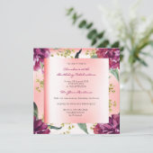 Invitation Burgundy Peach rose Floral Tropical Peony Annivers (Debout devant)