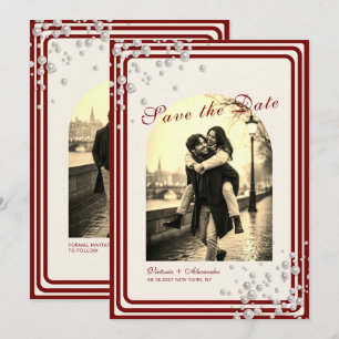 Invitation Burgundy Pearl Arch 2 Photo Mariage Faire Part