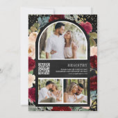 Invitation Burgundy Pêche Floral QR Code noir Fête des mariée (Dos)