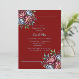 Invitation Burgundy Peony et Blue Rose