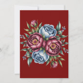 Invitation Burgundy Peony et Blue Rose Couples Douche (Dos)