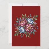 Invitation Burgundy Peony et Blue Rose Wedding shower (Dos)
