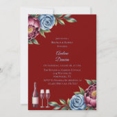 Invitation Burgundy Peony et Rose bleu Brunch & Bubbly (Devant)