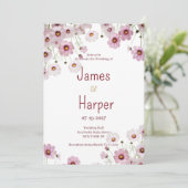 Invitation Burgundy pink blossom cosmos flower Wedding (Debout devant)