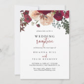 Invitation Burgundy Pink Blush Floral Wedding Reception (Devant)