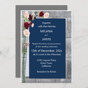 Invitation Burgundy Pink Forest Green Navy Blush Mariage