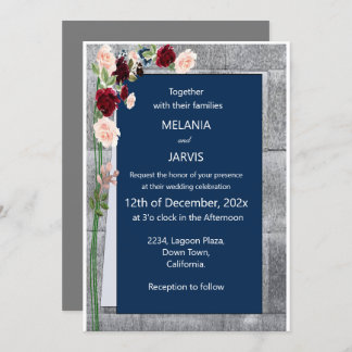 Invitation Burgundy Pink Forest Green Navy Blush Mariage
