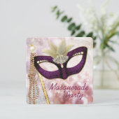 Invitation Burgundy Pink Masquerade Party (Debout devant)