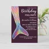 Invitation Burgundy Pink Purple Mermaid Piscine à queue Anniv (Debout devant)