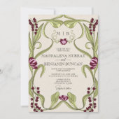 Invitation Burgundy Pink Vintage Art Nouveau Photo Wedding (Devant)