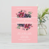 Invitation Burgundy Plum Floral Cocktail Mariage rose (Debout devant)