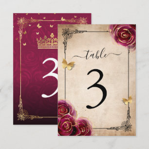 Invitation Burgundy Plum Gold Rose Mariage Tableau Numéro Car