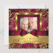 Invitation Burgundy Plum Or Photo 50e Anniversaire de Mariage (Devant)
