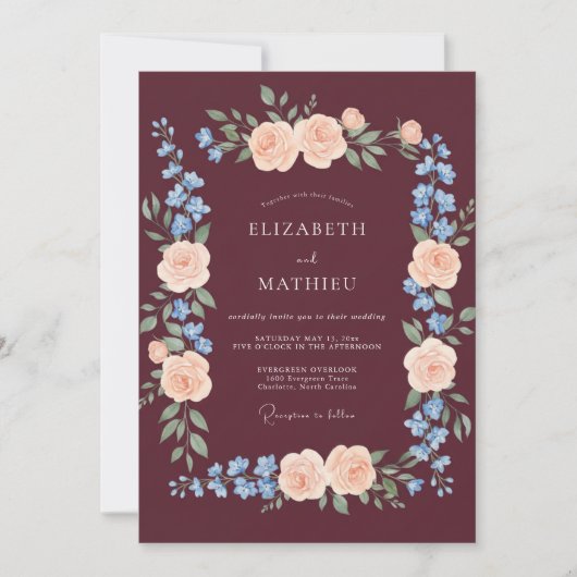 Invitation Burgundy Poetic Fall Wedding (Devant)