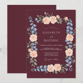 Invitation Burgundy Poetic Fall Wedding (Devant / Derrière)