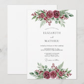 Invitation Burgundy Poetic Winter Wedding (Devant / Derrière)