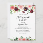 Invitation Burgundy Purple Spring Floral Retraite Party (Devant)